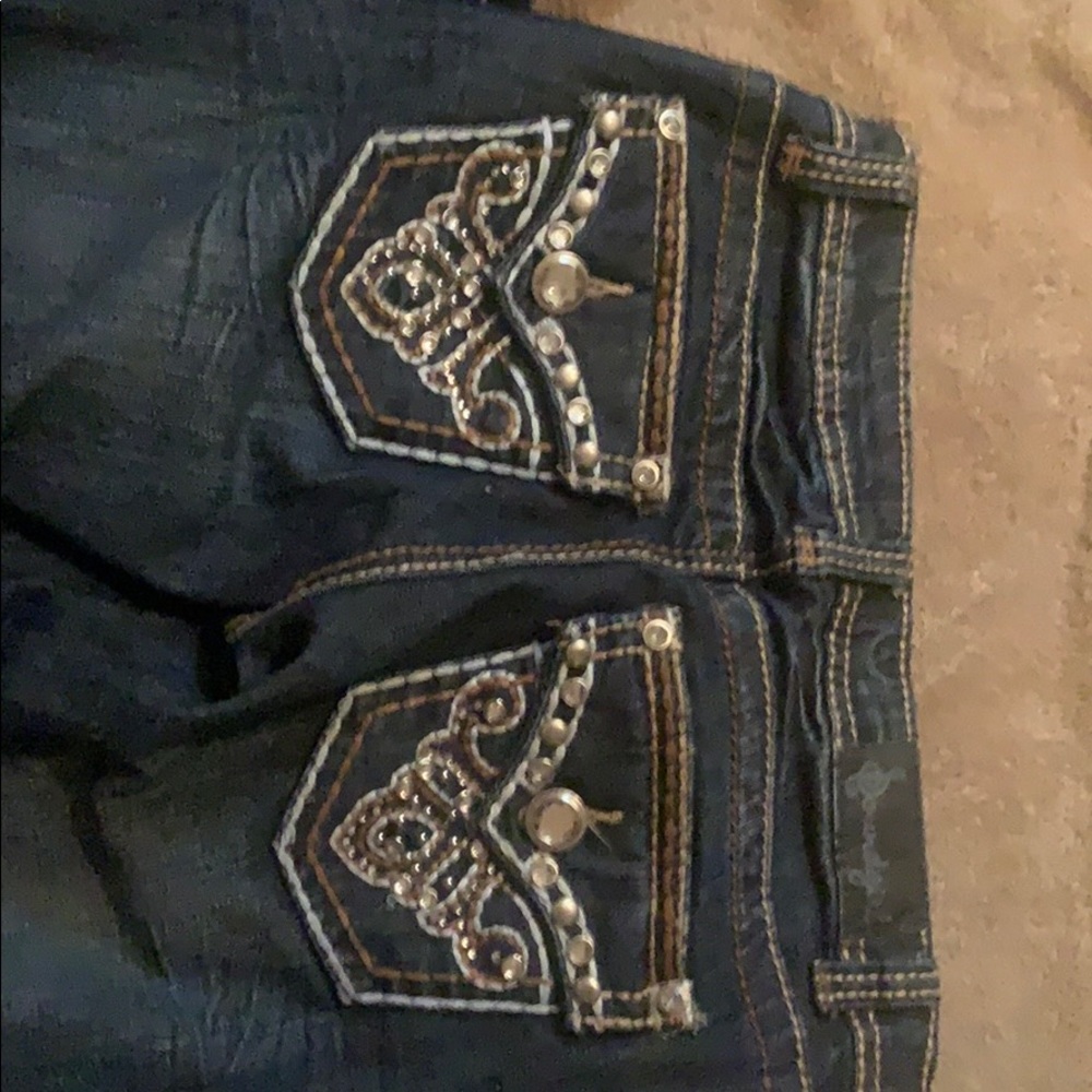 3 rhinestone pocket jeans 2 pair miss me brand - Picture 2 of 3